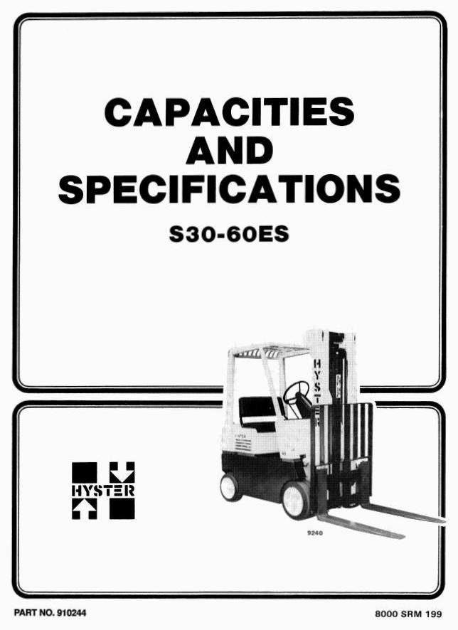 Hyster S30E, S40E, S50E, S60ES Diesel/LPG Forklift Truck D002 Serie Workshop Service Manual (Europe)