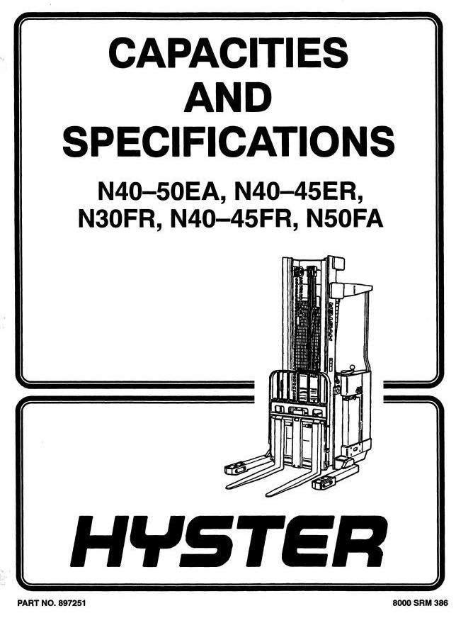Hyster N40FR, N45FR, N50FA Electric Reach Truck D138 Series Workshop Service Manual