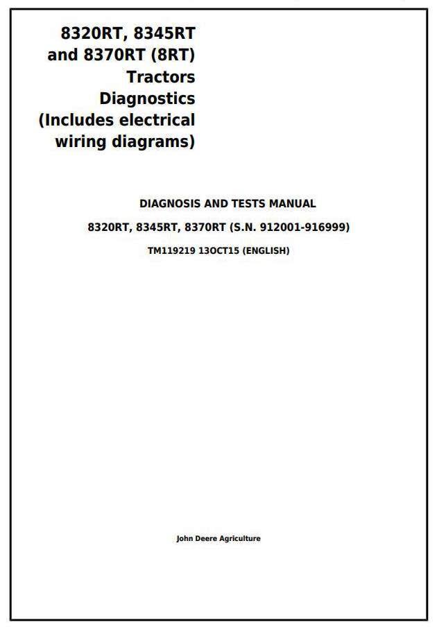 John Deere 8320RT, 8345RT and 8370RT (8RT) Tractors Diagnosis and Tests Service Manual (TM119219)