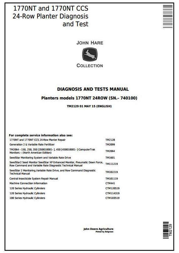John Deere 1770NT, 1770NT CCS 24-Row Planter (SN. 740100) Diagnostic&Tests Service Manual (TM2129)