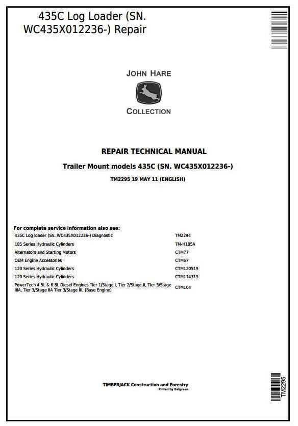Timberjack 435C (SN.WC435X012236-) Trailer Mount Log Loader Service Repair Technical Manual (TM2295)
