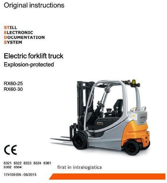 Still RX60-25, RX60-30 Expl.Prot. Forklift Truck Series 6321-6324, 6361-6362, 6364 Operating Manual