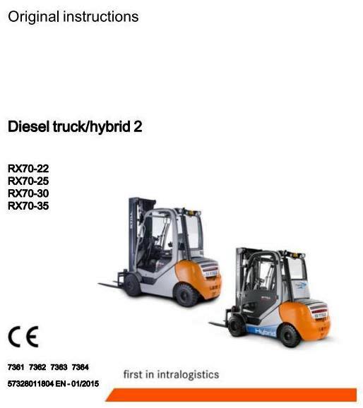Still RX70-22D, RX70-25D, RX70-30D, RX70-35D Diesel Forklift Truck Series 7361-7364 Operating Manual