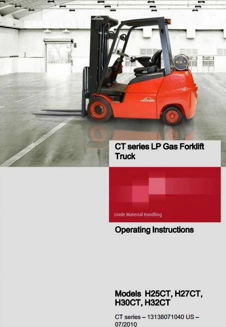 Linde H25CT, H27CT, H30CT, H32CT Forklift Truck H1313 Series Operating Instructions (User Manual)