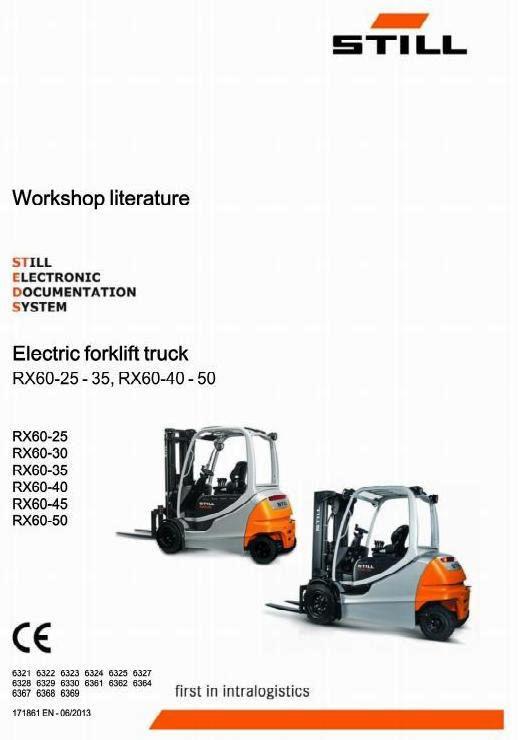 Still RX60-25, RX60-30, RX60-35, RX60-40, RX60-45, RX60-50 Forklift Truck Workshop Service Manual