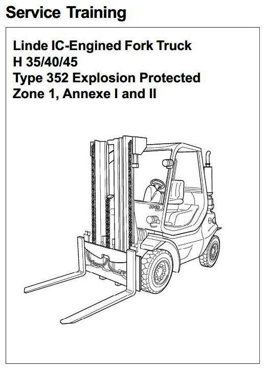 Linde H35D, H35T, H40D, H40T, H45D, H45T Ex.Prot. Forklift Trucks 352 series Workshop Service Manual