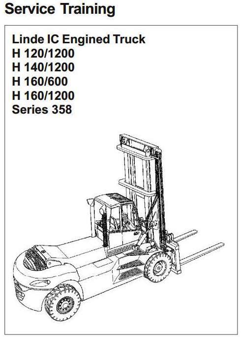 Linde H120/1200, H140/1200, H160/1200, H160/600 Forklift Truck 358 series Workshop Service Manual