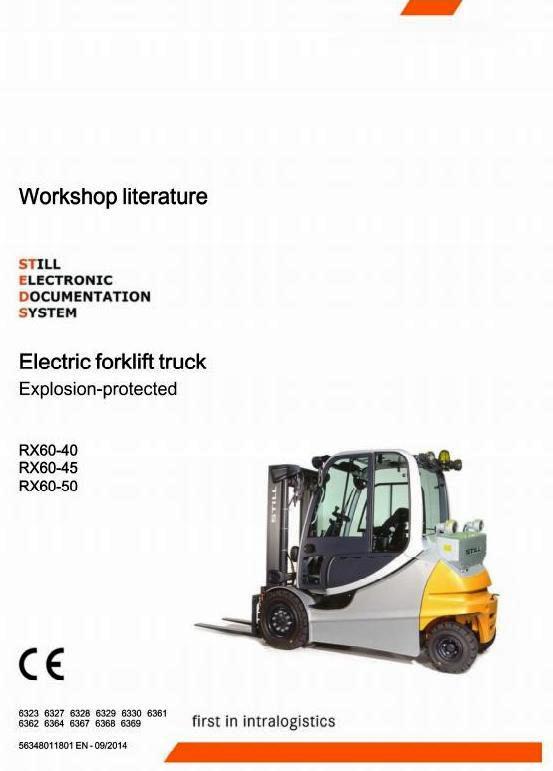 Still RX60-40 RX60-45 RX60-50 Ex.Pr. Forklift ser.6323/27/28/29/30/61/62/64/67/68/69 Workshop Manual