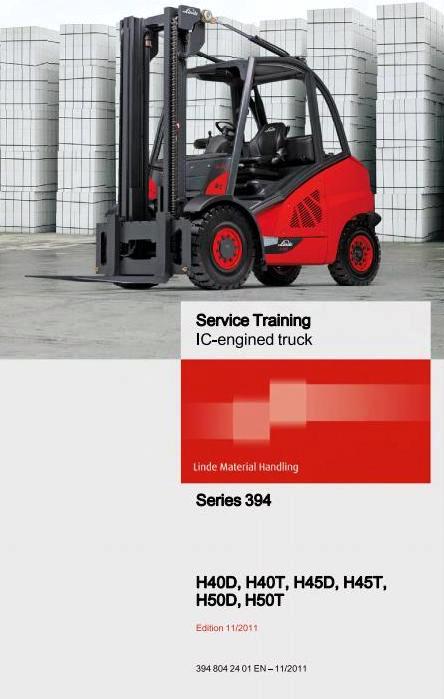 Linde H40D, H40T, H45D, H45T, H50D, H50T Forklift Truck 394 Series Service Training Workshop Manual