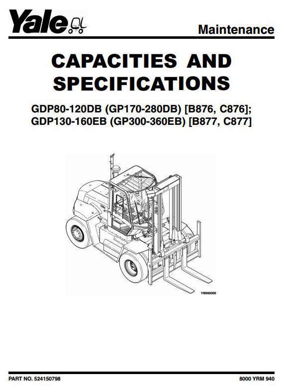 Yale GDP130EB, GDP140EB, GDP160EB Diesel ForkLift Truck B877 Series Workshop Service Manual (Europe)