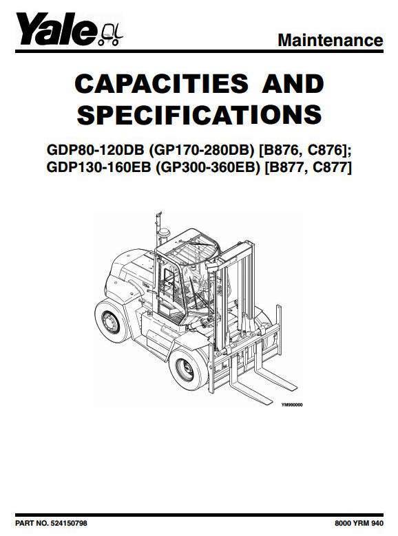 Yale GDP300EB, GDP330EB, GDP360EB Diesel ForkLift Truck C877 Series Workshop Service Manual