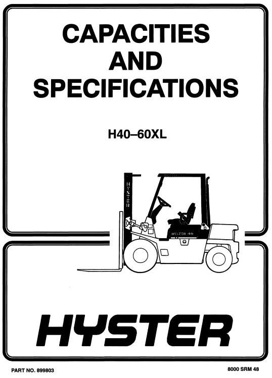 Hyster H40XL, H50XL, H60XL Forklift Truck C177 Series Workshop Service Manual (USA)