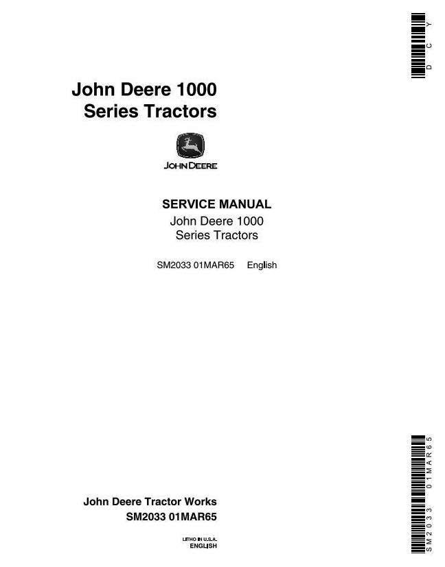 John Deere 1010, 1010RS, 1010RU, 1010RUS, 1010O, 1010U, 1010R Tractors Technical Service Manual (sm2033)