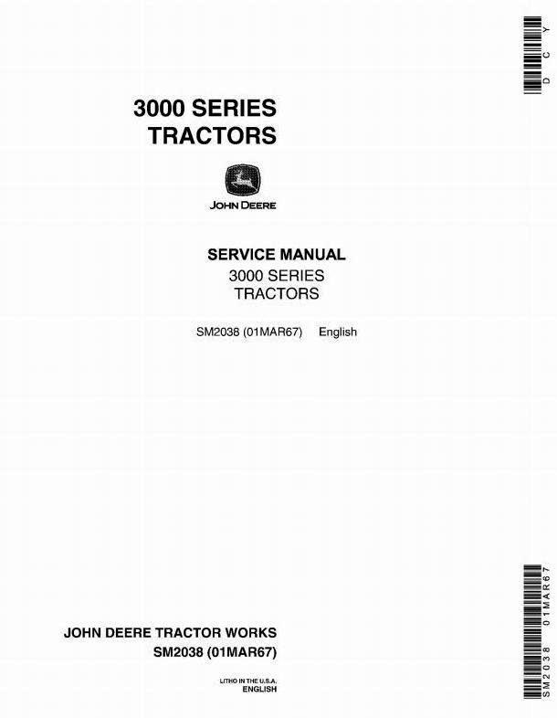 John Deere 3010,3020 Row-Crop,Standard,Hi-Crop,Utility,Orchard Tractors Service Technical Manual (sm2038)