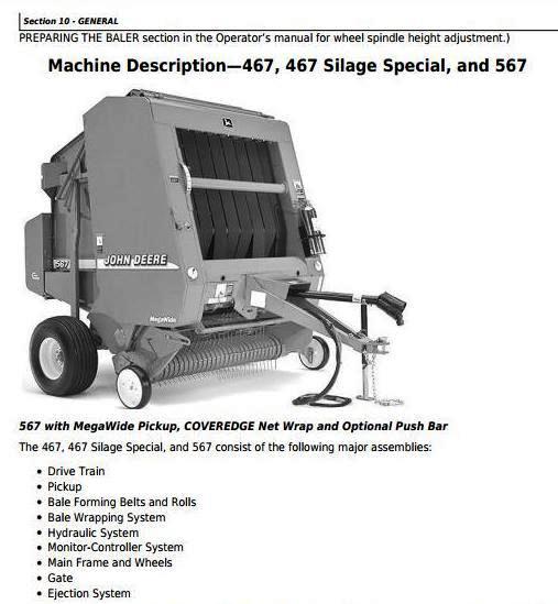 John Deere 447, 457, 467 Silage Special, 547, 557, 567 Round Balers (SN.-300000) Repair Manual (tm1874)