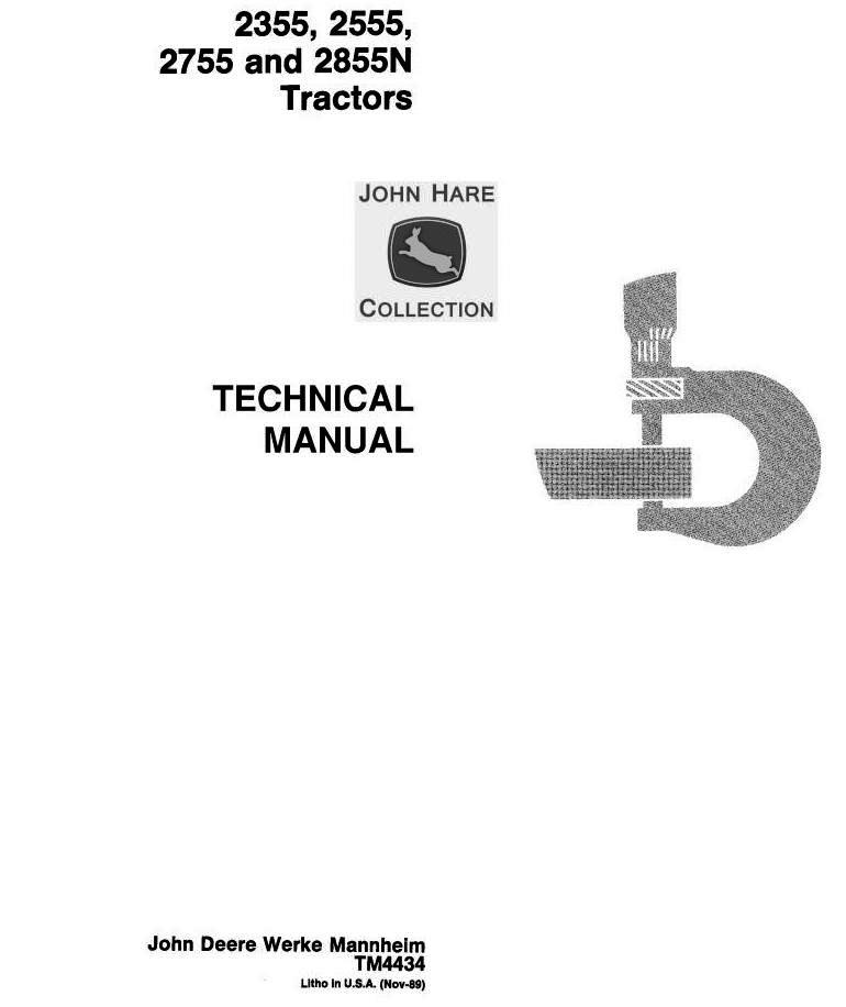 John Deere 2355, 2555, 2755, 2855N Tractors Service Repair Manual (tm4434)