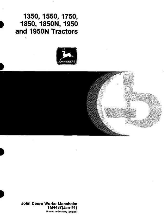John Deere 1350, 1550, 1750, 1850, 1850N, 1950, 1950N Tractors Technical Service Manual (tm4437)