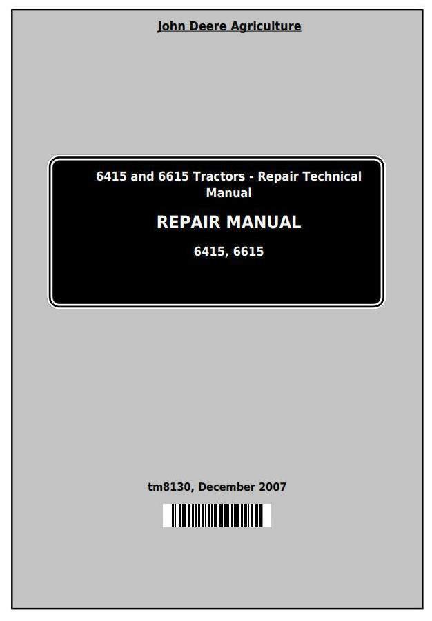 John Deere Tractors 6415 and 6615 (South America) Service Repair Technical Manual (TM8130)