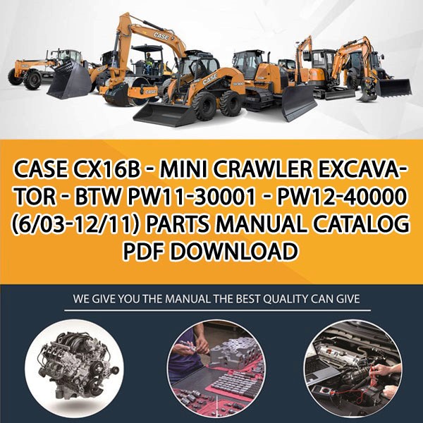Case Cx16B - Mini Crawler Excavator - Btw Pw11-30001 - Pw12-40000 (6/03-12/11) Parts manual catalog PDF Download