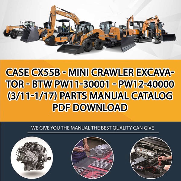 Case Cx55B - Mini Crawler Excavator - Btw Pw11-30001 - Pw12-40000 (3/11-1/17) Parts manual catalog PDF Download