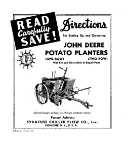 John Deere 1- & 2- Row Potato Planter DIR25B Operators and Maintenance Manual PDF Download