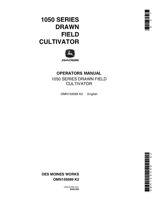 John Deere 1050 Series Field Cultivator OMN159589 Operators and Maintenance Manual PDF Download