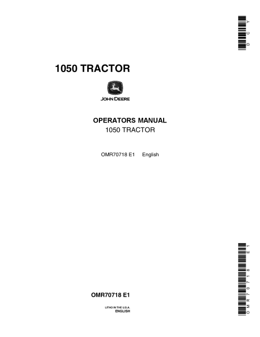 John Deere 1050 Utility Tractor OMR70718 Operators and Maintenance Manual PDF Download
