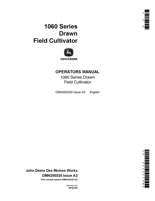 John Deere 1060 Series Field Cultivator OMN200330 Operators and Maintenance Manual PDF Download