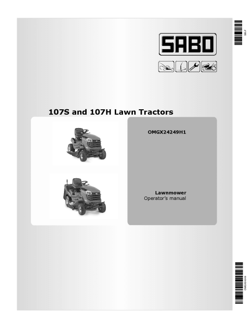 John Deere 107H &107S Sabo Lawn Tactors Export Edition (020001-040000) OMGX24249 Operators and Maintenance Manual PDF Download