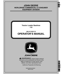 John Deere 110 Tractor Backhoe Loader (710000-) OMLVU19603 Operators and Maintenance Manual PDF Download