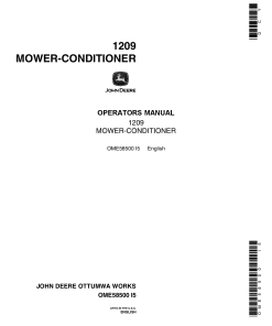 John Deere 1209 Mower Conditioner (285001-) OME58500 Operators and Maintenance Manual PDF Download