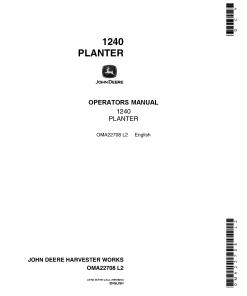 John Deere 1240 Planter OMA22708 Operators and Maintenance Manual PDF Download