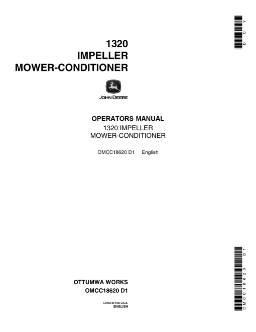 John Deere 1320 Mower Conditioner OMCC18620 Operators and Maintenance Manual PDF Download