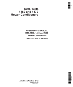 John Deere 1350, 1360, 1460 & 1470 Mower-Conditioners Round Balers OMCC33002 Operators and Maintenance Manual PDF Download