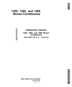 John Deere 1355, 1365 &1465 Mower-Conditioners (European Edition) OMCC59993 Operators and Maintenance Manual PDF Download