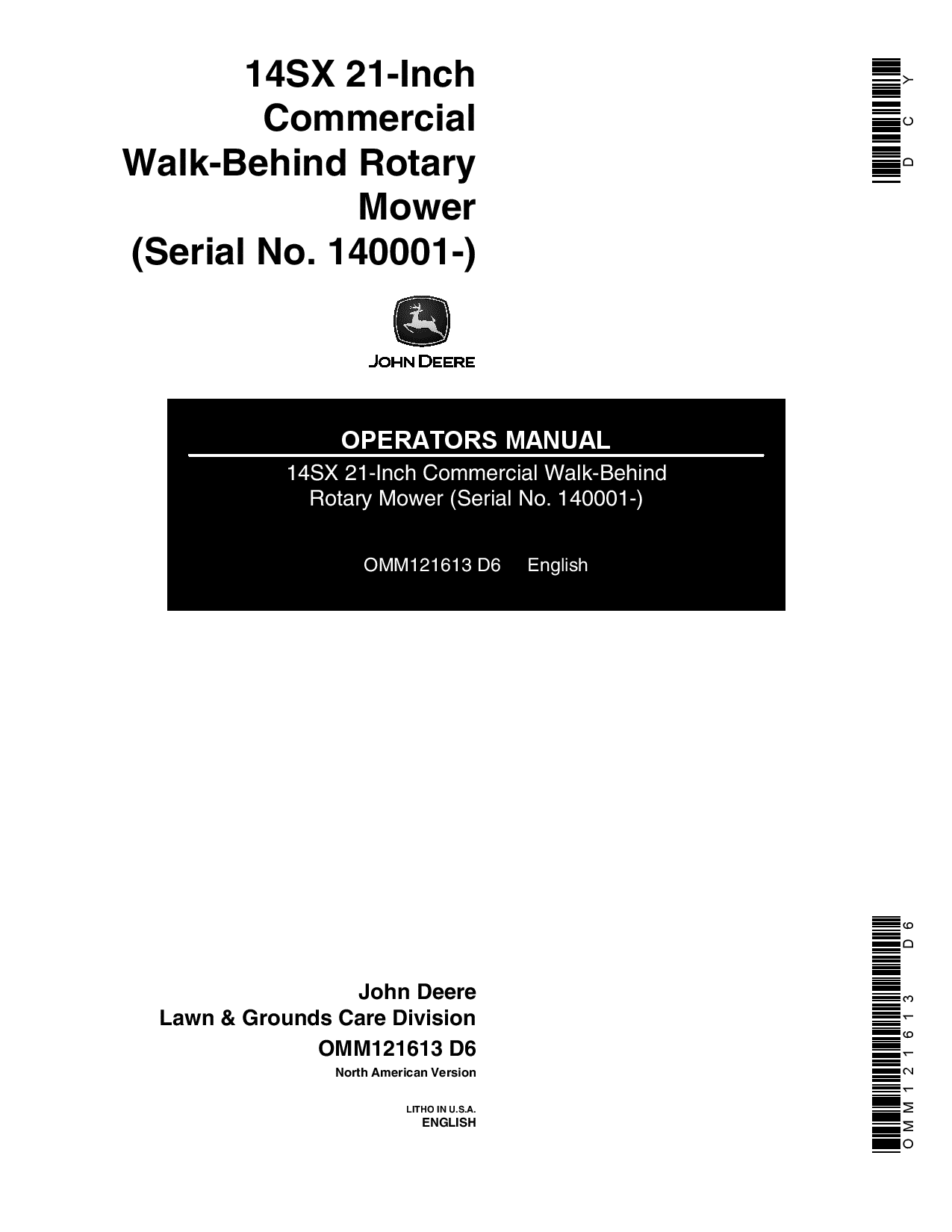 John Deere 14SX Rotary Mowers (140001-) OMM121613 Operators and Maintenance Manual PDF Download