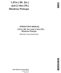 John Deere 1,57m Windrow Pickups OMCC30417 Operators and Maintenance Manual PDF Download