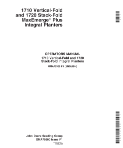 John Deere 1710 & 1720 Integral Planter OMA70300 Operators and Maintenance Manual PDF Download