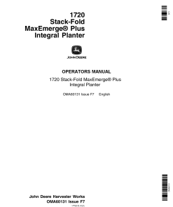 John Deere 1720 Integral Planter (670101-675999) OMA60131 Operators and Maintenance Manual PDF Download