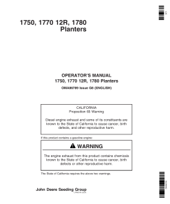 John Deere 1750, 1770 12R, 1780 Planters (730101-735100) OMA86789 Operators and Maintenance Manual PDF Download