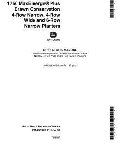 John Deere 1750 Drawn Planter (670100-680999) Verify Row Spacing = (4RN - 4RW - 6RN) OMA56570 Operators and Maintenance Manual PDF Download