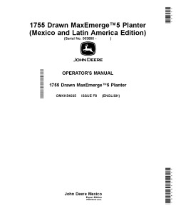 John Deere 1755 Drawn MaxEmerge5 Planters OMKK54035 Operators and Maintenance Manual PDF Download