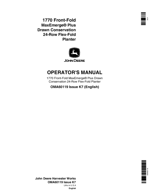 John Deere 1770 Drawn Planters (685101-685999) OMA60119 Operators and Maintenance Manual PDF Download