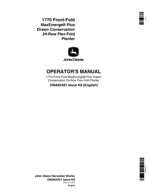 John Deere 1770 Drawn Planters (690101-690999) OMA62491 Operators and Maintenance Manual PDF Download