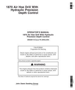 John Deere 1870 Air Hoe Drill North American Edition (725101-730100) OMA86118 Operators and Maintenance Manual PDF Download