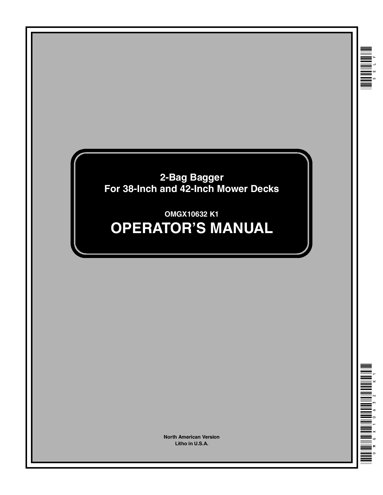 John Deere 2-Bag Sabre Bagger 38-Inch & 42-Inch Mower Decks OMGX10632 Operators and Maintenance Manual PDF Download