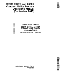 John Deere 2025R, 2027R and 2032R Compact Utility Tractors (010001-) OMLVU26876 Operators and Maintenance Manual PDF Download