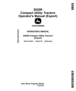 John Deere 2025R Compact Utility Tractors OMLVU33903 Operators and Maintenance Manual PDF Download