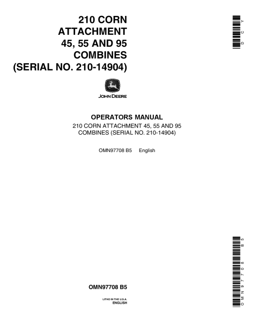John Deere 210 Corn Head OMN97708 Operators and Maintenance Manual PDF Download