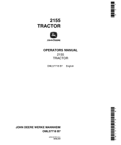 John Deere 2155 Tractor OML57718 Operators and Maintenance Manual PDF Download